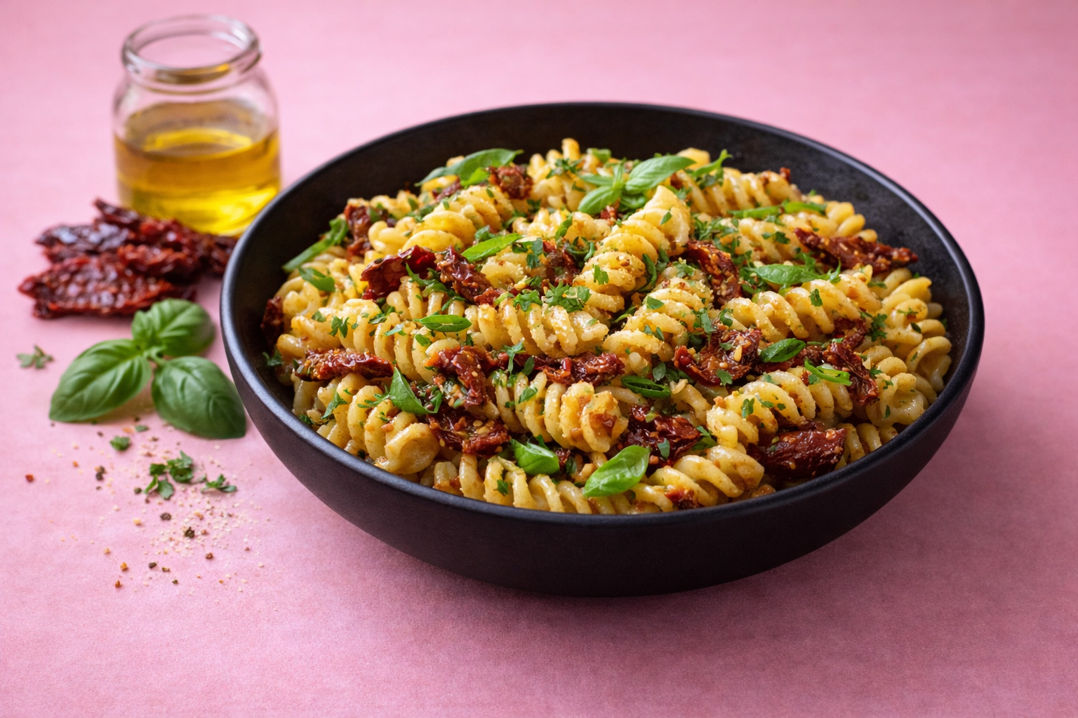 Fusilli with Sundried Tomatoes & Basil